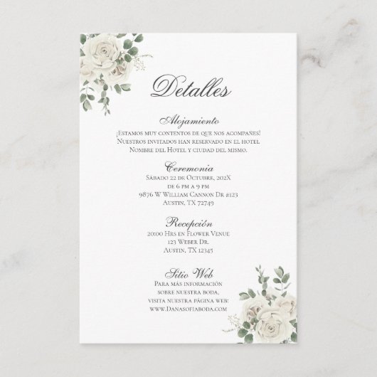 Spaanse Boho bruiloft details de la Boda Informatiekaartje (Voorkant)