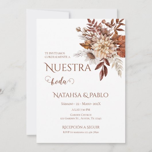 Spaanse Boho bruiloft Kaart (Voorkant)