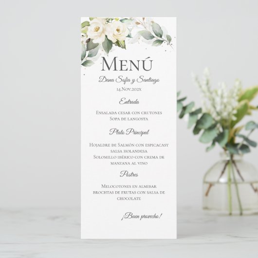 Spaanse Boho bruiloft Menu (Staand voorkant)