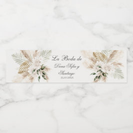 Spaanse Boho bruiloft Waterfles Etiket