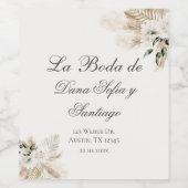 Spaanse Boho bruiloft Wijn Etiket (Enkel label)