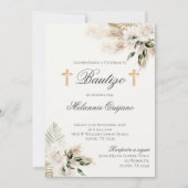 Spaanse Boho Doop Bloemenuitnodiging Kaart (Voorkant)