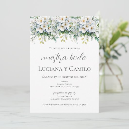 Spaanse Boho Floral Wedding Kaart (Staand voorkant)