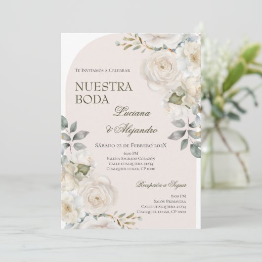 Spaanse Boho Floral Wedding Kaart (Staand voorkant)