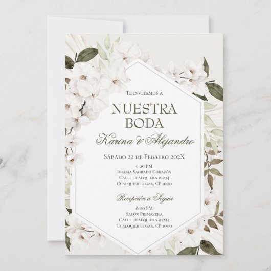 Spaanse Boho Floral Wedding Kaart (Voorkant)