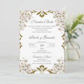 Spaanse Boho Floral Wedding Kaart (Staand voorkant)