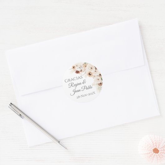 Spaanse Boho-huwelijk ronde sticker (Envelop)