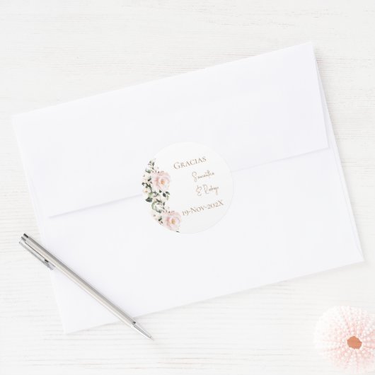 Spaanse Boho-huwelijk ronde sticker  (Envelop)