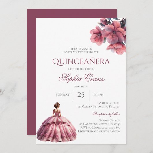 Spaanse Boho Quinceanera Kaart (Voorkant / Achterkant)