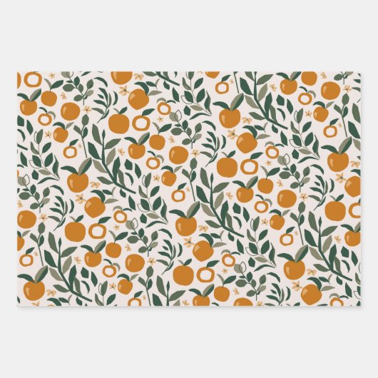 Spaanse boomgaard - patroon van sinaasappels en bl inpakpapier vel (Voorkant 3)