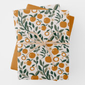 Spaanse boomgaard - patroon van sinaasappels en bl inpakpapier vel (In situ)