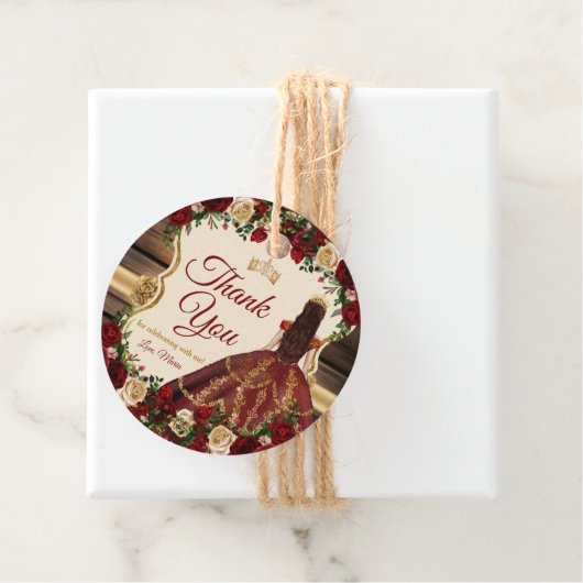 Spaanse Bourgogne Bloemen Rustiek 15 Años Bedankt Bedankjes Labels (In situ)