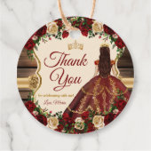 Spaanse Bourgogne Bloemen Rustiek 15 Años Bedankt Bedankjes Labels (Achterkant)