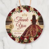 Spaanse Bourgogne Bloemen Rustiek 15 Años Bedankt Bedankjes Labels (Voorkant)