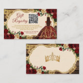 Spaanse Bourgogne Bloemen Rustiek 16e Gift Registr Informatiekaartje (Voorkant / Achterkant)