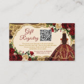 Spaanse Bourgogne Bloemen Rustiek 16e Gift Registr Informatiekaartje (Voorkant)