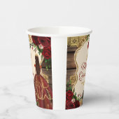 Spaanse Bourgogne Bloemen Rustiek Hout Quinceañera Papieren Bekers (Links)