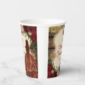 Spaanse Bourgogne Bloemen Rustiek Hout Quinceañera Papieren Bekers (Rechts)