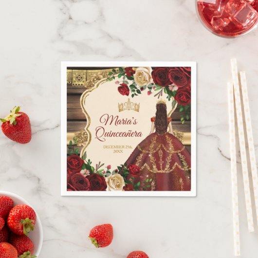 Spaanse Bourgogne Bloemen Rustiek Mis Quince Papie Servet (Insitu)