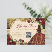 Spaanse Bourgogne Bloemen Rustiek Mis Quince RSVP Bedankkaart (Staand voorkant)