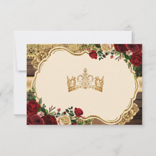 Spaanse Bourgogne Bloemen Rustiek Mis Quince RSVP Bedankkaart (Achterkant)