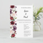 Spaanse Bourgondische bruiloft uitnodiging (Staand voorkant)