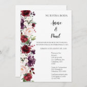 Spaanse Bourgondische bruiloft uitnodiging (Voorkant / Achterkant)