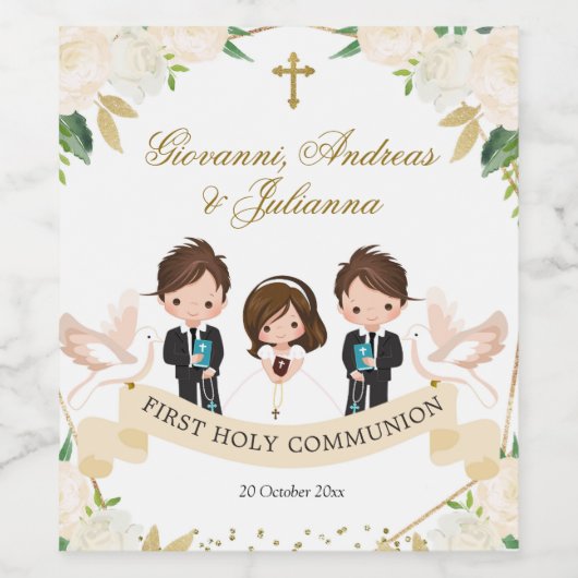 Spaanse broers en zussen Jongens Meisje Wijnfles L Wijn Etiket (Enkel label)