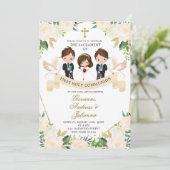 Spaanse broers en zussen Meisje Eerste Heilige Com Kaart (Staand voorkant)