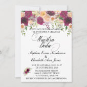 Spaanse bruiloft Burgundy Rosa Blush Floral Kaart (Voorkant)