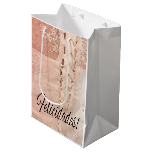 Spaanse bruiloft gefeliciteerd Gift tas Medium Cadeauzakje (Voorkant Gekanteld)