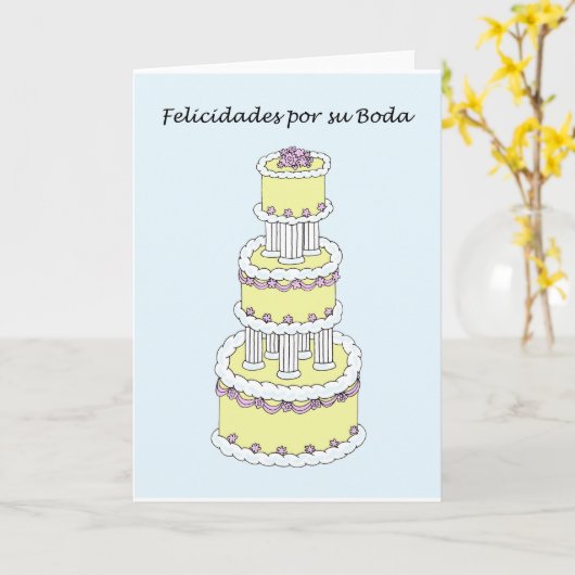 Spaanse bruiloft gefeliciteerd kaart (Gele Bloem)