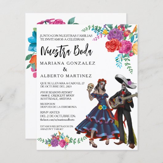 Spaanse bruiloft Nuestra Boda Day of Dead (Voorkant / Achterkant)