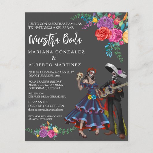 Spaanse bruiloft Nuestra Boda Day of Dead (Voorkant)