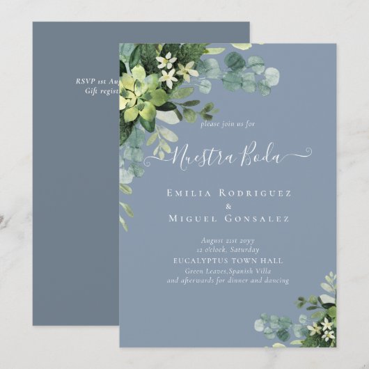 Spaanse bruiloft NUESTRA BODA Eucalyptus Greenery (Voorkant / Achterkant)