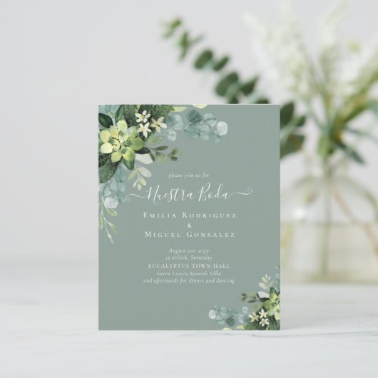 Spaanse bruiloft NUESTRA BODA Eucalyptus Greenery (Staand voorkant)