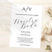 Spaanse bruiloft Nuestra Boda Monogram Minimalisti Kaart