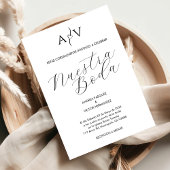 Spaanse bruiloft Nuestra Boda Monogram Minimalisti Kaart