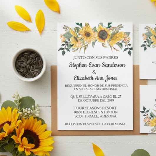 Spaanse bruiloft - zonnebloemenmotor kaart