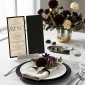 Spaanse Bruiloftsmonogram Zwart Ivoor Bruiloft  Menu