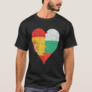 Spaanse Bulgaarse Vlag Hart T-shirt