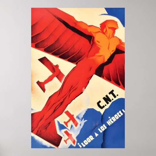 Spaanse Burgeroorlog Poster CNT Prijs onze helden! (Voorkant)