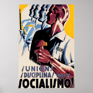 Spaanse Burgeroorlog Poster POUM Eenheid! Discipli