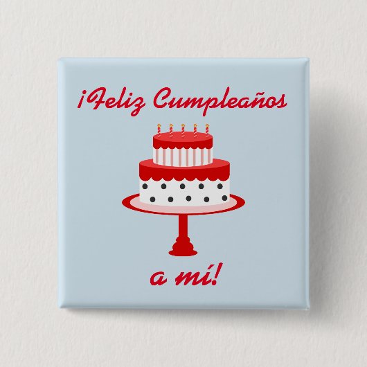 Spaanse Button "Feliz cumpleaños" "Happy Birthday" (Voorkant)