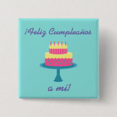 Spaanse Button "Feliz cumpleaños" "Happy Birthday" (Voorkant)