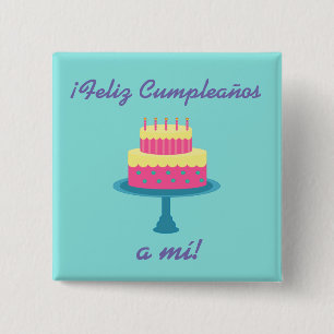 Spaanse Button "Feliz cumpleaños" "Happy Birthday"
