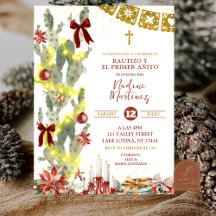 Spaanse Cactus Kerstmis Doop Uitnodiging