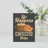 Spaanse cafecito koekje caffeine briefkaart (Staand voorkant)