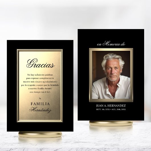 SPAANSE Carta para begrafenis | Gouden FOTO Dank u Kaart
