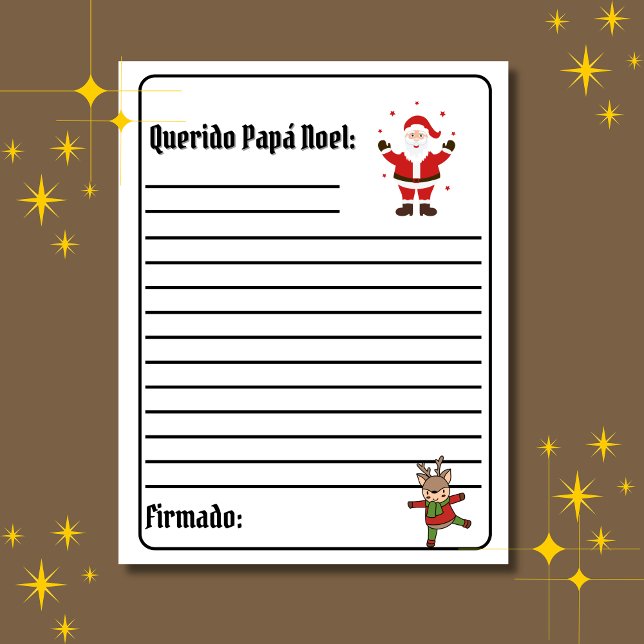 Spaanse Carta Para Papá Noel Witte brief aan de Ke (White Spanish letter to Santa for Christmas, Custom text, name & personalized. Multilingual Project)